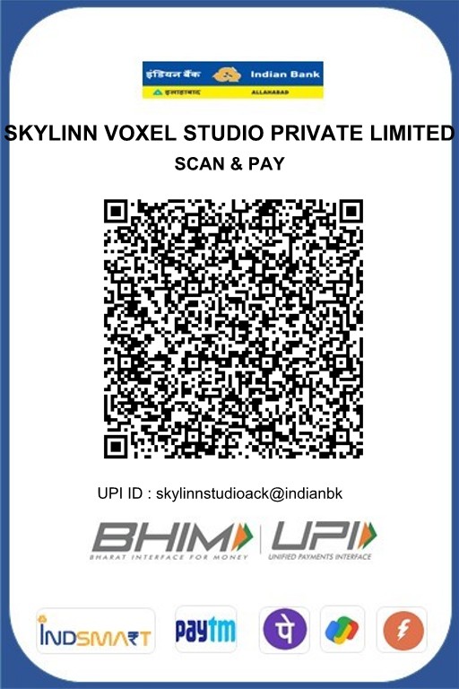Official Indian Bank UPI QR code for SKYLINN VOXEL STUDIO PRIVATE LIMITED